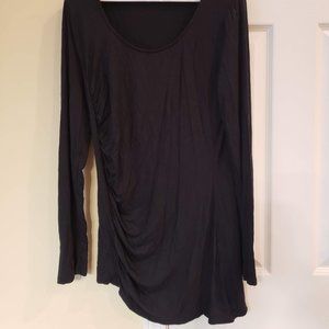 Tahari- Asymmetric Ruched Black Top